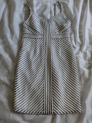 Design Lab Women's Size Medium Black And White Striped Spaghetti Strap Dress