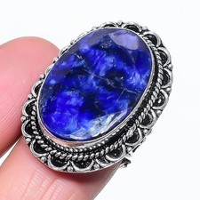 Blue Sapphire Oval Shape Gemstone Adjustable Ring Unique Vintage Jewelry VR 2758