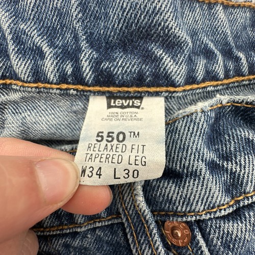 Vintage Levi’s 550 34x30 Relaxed Fit Tapered Light Wash USA 90s Distressed Jean - Picture 15 of 24