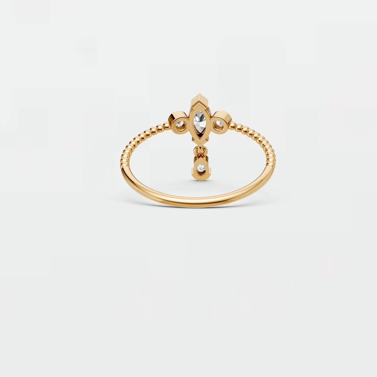 Nature Inspired Marquise & Pear Lab Grown Diamond Floral Dangle 14K Gold Ring View 5