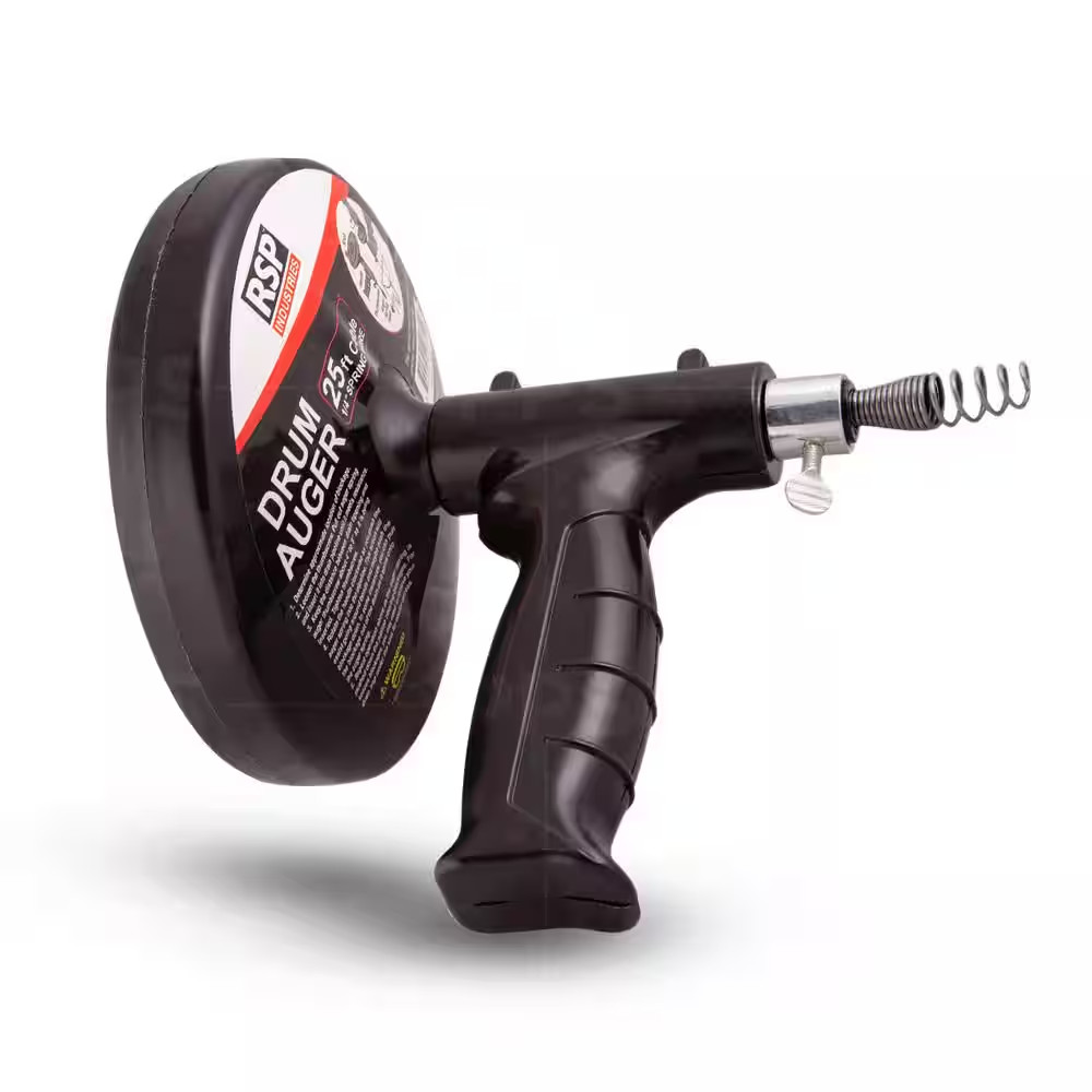 25 Ft. Drum Auger Steel Plumbing Drain Snake with Drain Cleaning Cable