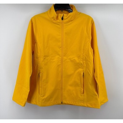 Team 365 Womens Yellow Softshell Full Zip Jacket TT80W Mock Neck Size Medium