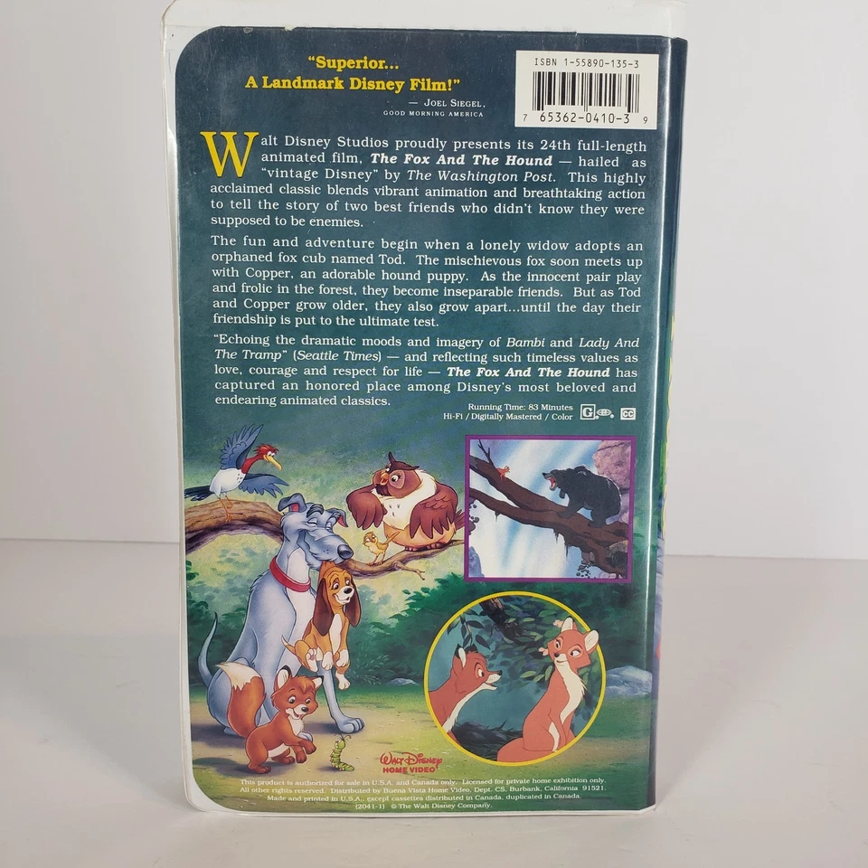 3 Lot Black Diamond Fox and the Hound Aladdin Beauty and the Beast VHS / TESTED - Image 4 of 4