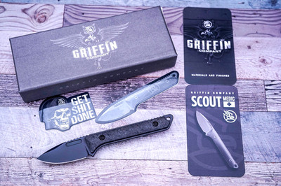 Griffin Co. Scout Medic, Black DLC Magnacut, Carbon Fiber Handle Scales
