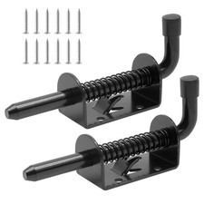 suiwotin 5 Inch Spring Loaded Gate Latch Pin, 2pcs Barrel Bolt Black