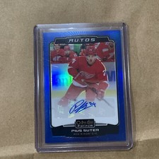 2022-23 OPC O-Pee-Chee Platinum Pius Suter Blue Rainbow Auto Red Wings Hockey