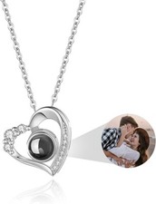 Personalized Heart Photo Projection Necklace Custom Picture Inside Jewelry Mom