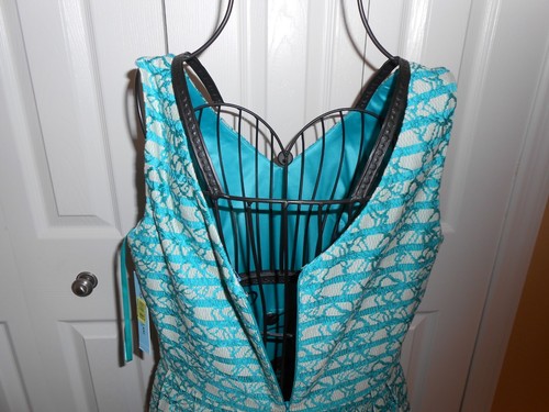 NWT~$169.00~ANTONIO MELANI~MABEL~ATLANTIS/SAFARI~TEAL~LINED~LACE~DRESS Size 8 - Picture 12 of 13