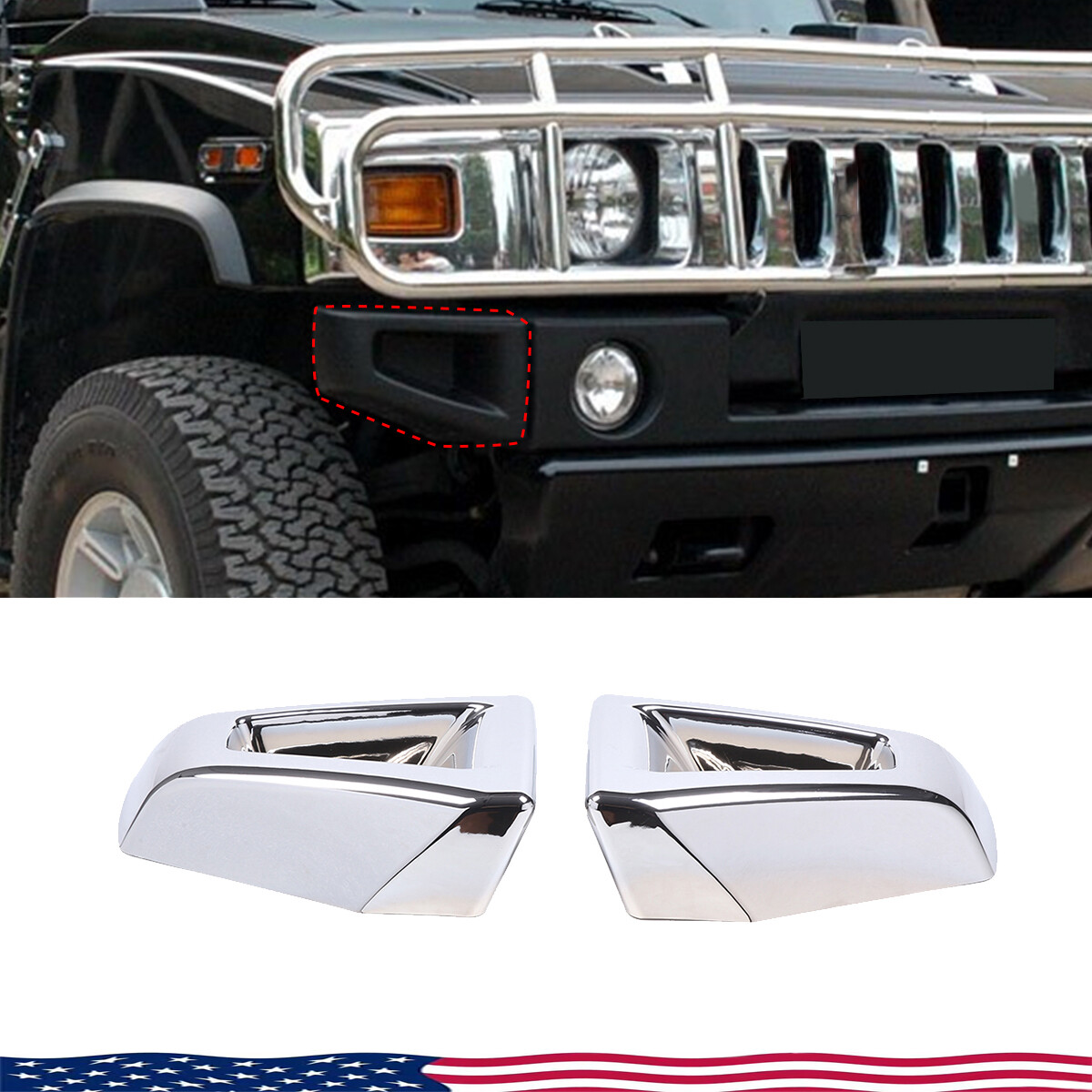 HUMMER H2 フロントバンパー ホワイト For Hummer H2 03-09 SUV SUT Front Bumper Side Silver Corner