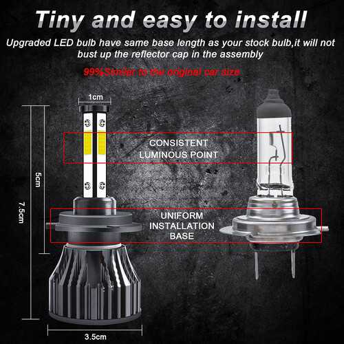 For Hyundai Elantra 2017-2018 4x Combo LED Headlight High Low Beam Bulbs 6000K - Picture 12 of 14