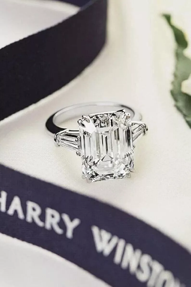 3.50 CT Lab-Created Diamond Harry Winston 3 stone Engagement Ring