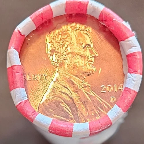 2014-D BU Roll Of 50 Lincoln Shield Cents Original Bank Roll H/H