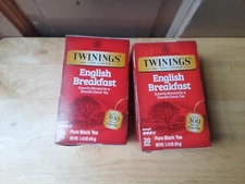 Twinings  English Breakfast Tea ( 2 Boxes) 40 Teabags  EXP. 9-8-26
