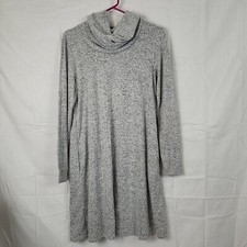 AB Studio Womens Gray Cowl Neck Long Sleeve Pullover Sweater Dress Size Small