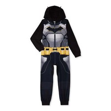 Boys Batman One Piece Pajamas Union Suit Costume Hoodie Blanket Sleeper DC Comic