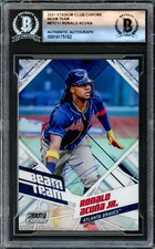 Ronald Acuna Jr. Autographed 2021 Stadium Club Chrome Beam Team Card Beckett
