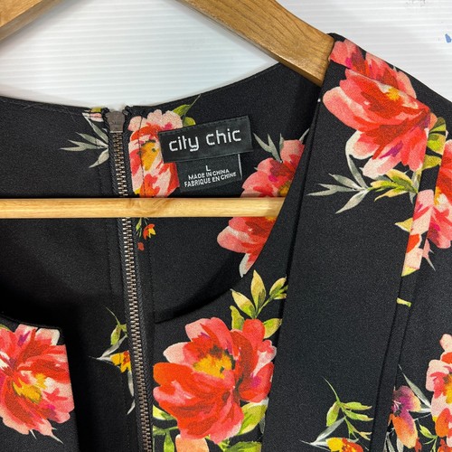 City Chic Floral Jumpsuit Womens plus size L 20 Crop Pant Business Formal Belted - Picture 7 of 15