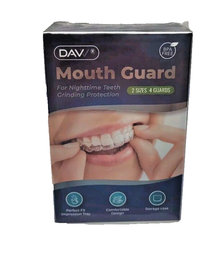 MouthGuardforClenchingGrindingTeethatNight2SizesPackof4NEWw/Case