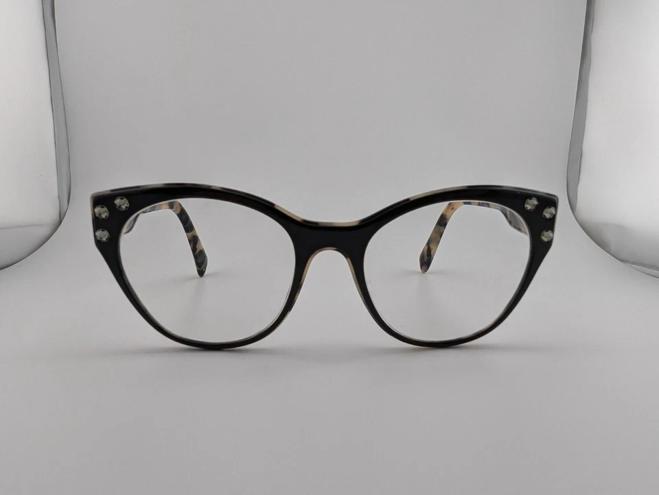 Solo monturas de gafas MIU MIU, VMU 02R, 52-18-140, ROK-1O1, negro/blanco, Italia Foto 2 de 4