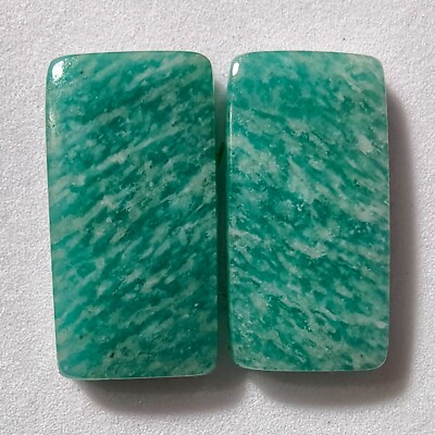25.50 Cts Natural Amazonite Match Pair Cabochon Gemstone 22.8 X 11.7 MM