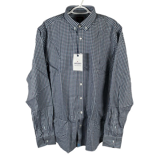 NEW UNTUCKit Marquette Wrinkle Free Shirt 2XLT Reg Blue Plaid Cotton Button Down - Picture 3 of 8