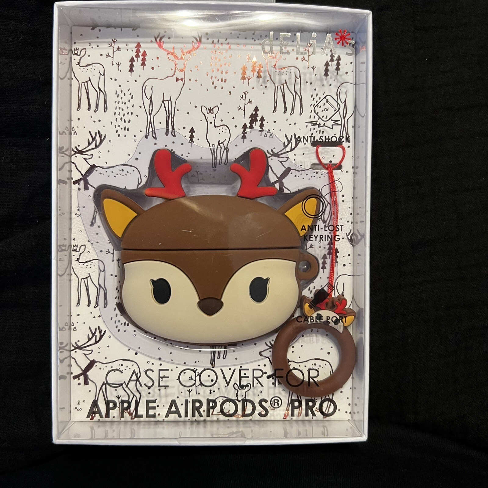 Delia's AirPods Pro Silicone Case with Reindeer Design Christmas Deer NWT-image