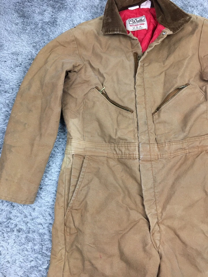 Vtg Walls Blizzard-Pruf Coveralls Mens Size Large 42-44 Brown Canvas Lined USA - Image 4 of 4
