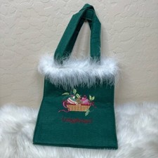 Longaberger Green Christmas Gift Tote Bag