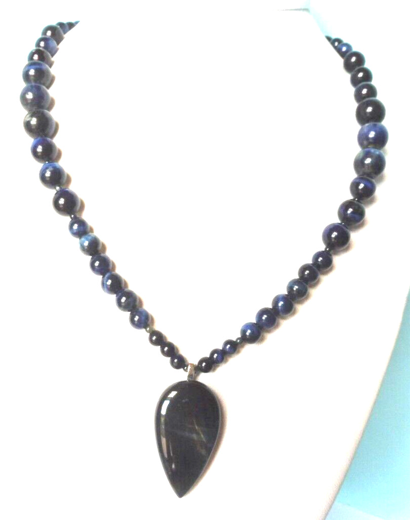 Collier oeil de faucon bleu naturel 46cm, collier en argent pour sublimer votre style quotidien