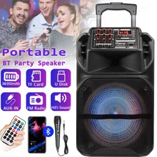 5000W Portable Bluetooth Speaker Sub Woofer Deep Bass Sound System Party & Mic