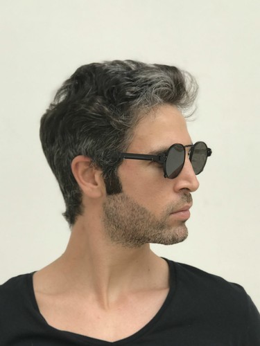 round Black metal sunglasses spring on temples retro Goth Steampunk flat lens - Picture 6 of 7