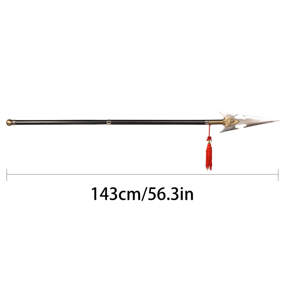 Lança de guerreiro feita à mão arma tradicional chinesa arma antiga metal 56,3 pol - Imagem 2 de 4