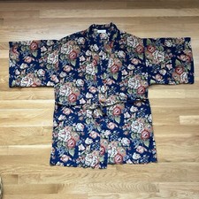 Vintage Victoria Secret Gold Label Floral Satin Kimono Tie Waist Robe