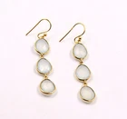Chalcedony Gold Plated Dangle Silver Earring Solid 925 Sterling Silver Jewelry