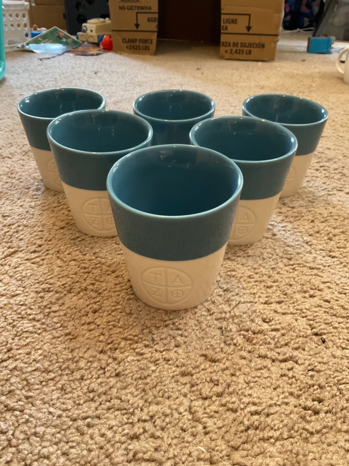 Cups Angled 8 Oz Angled Blue And White Porcelein 2011