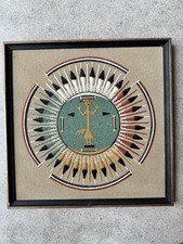 Navajo Vintage Sand painting SIGNED By Jerry Ted Toledo 1972 Vintage 17” X 17”