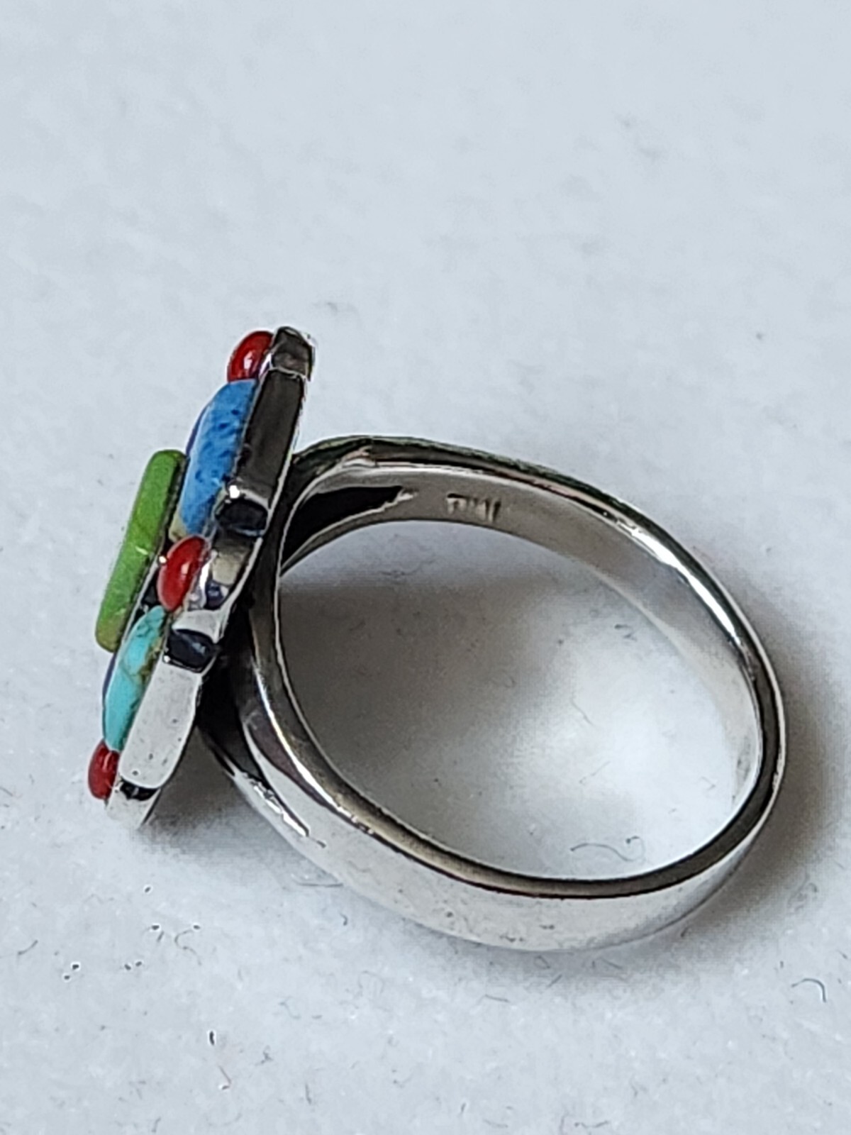 MULTI-STONE  STERLING SILVER RING, SIZE 8 - image 3