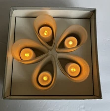 Boxed Bonniers Frosted Glass Candle Votive Holder Set by John Timothy Curran MCM