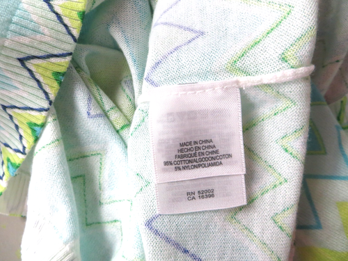 SC001110 NEW LIZ CLAIBORNE Women's Cotton Cardigan Sweater Long Sleeve Zigzag XL - Imagen 6 de 9