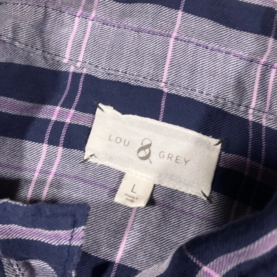 Blusa Lou & Gris a Cuadros a Rayas Mujer Grande Camisa Abotonada Algodón Informal Mamá Foto 4 de 4