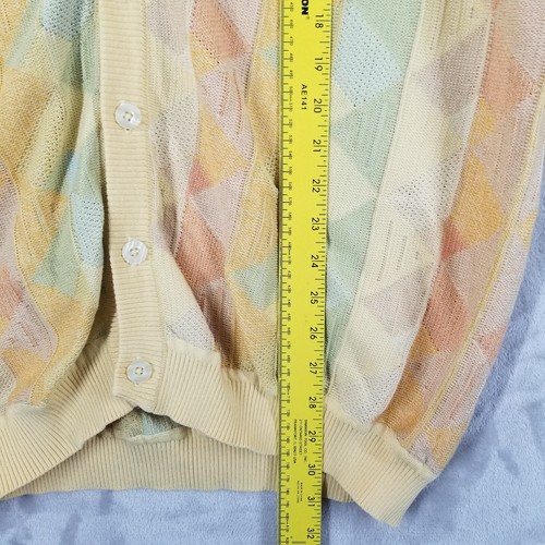 Vtg St. Croix Cardigan Men XL Cotton Pastel Geometric Textured USA Golf Street - Picture 8 of 9