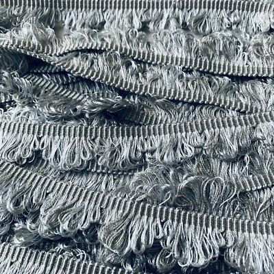 Zoffany FAN EDGE Borte Borte Zopf Fransen SILBER - Preis pro Meter