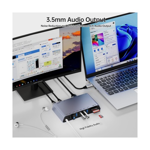 BENFEI DisplayLink 12-in-1 USB 3.0 Universal Docking Station with Dual HDMI D... - 第 6/8 張圖片