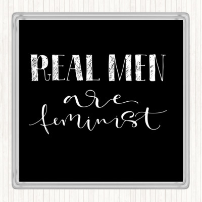 Schwarz Weiß Echte Männer Feministisch Zitat Getränke Matte Untersetzer