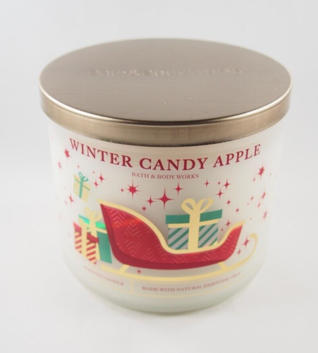 (4) Bath & Body Works Red Sled Present Winter Candy Apple 3-wick Candle 14.5oz - 第 8/12 張圖片