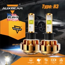 AUXBEAM H3 LED Headlights Conversion Kit 6000K White Fog Light Bulbs 60W 12000LM