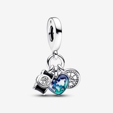 PANDORA Kamera, Herz & Kompass Dreifach Silber Hänger Charm - 792703C01