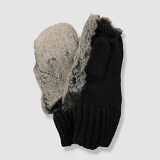 $45 Surell Women's Gray Faux-Fur Knit Mittens Gloves One Size