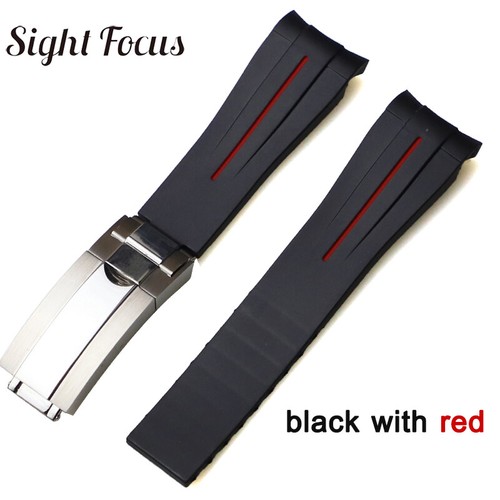 20mm Curve End Rubber Watch Band Strap for Rolex Submariner GMT Master 2 Daytona - Picture 36 of 38