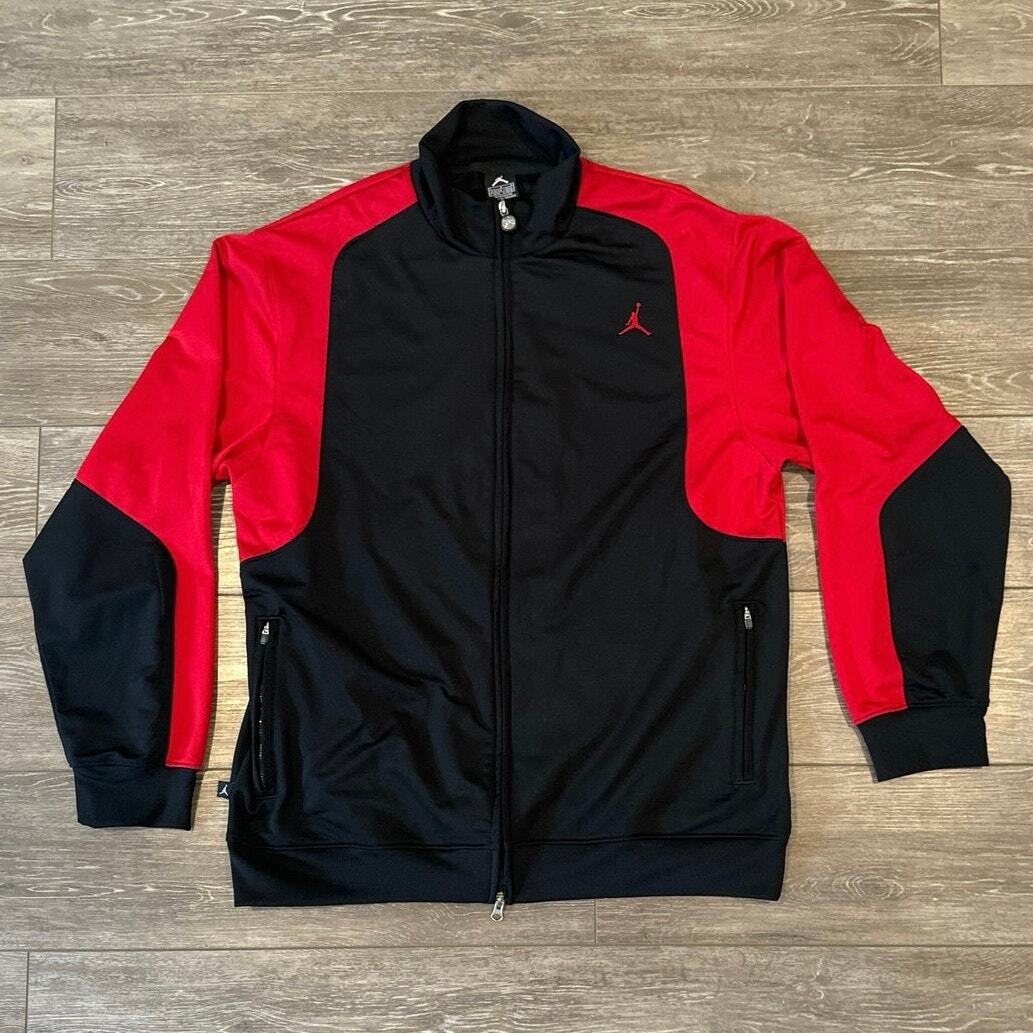 SACAI X NIKE Nike Air Jordan giacca uomo full zip taglia L rosso nero 100% poliestere